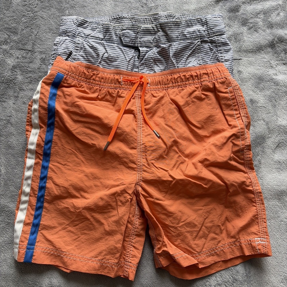 2 Pairs J. Crew Crewcuts Boys‎ Sz 10 Drawstring Lined Swim Trunks Sea